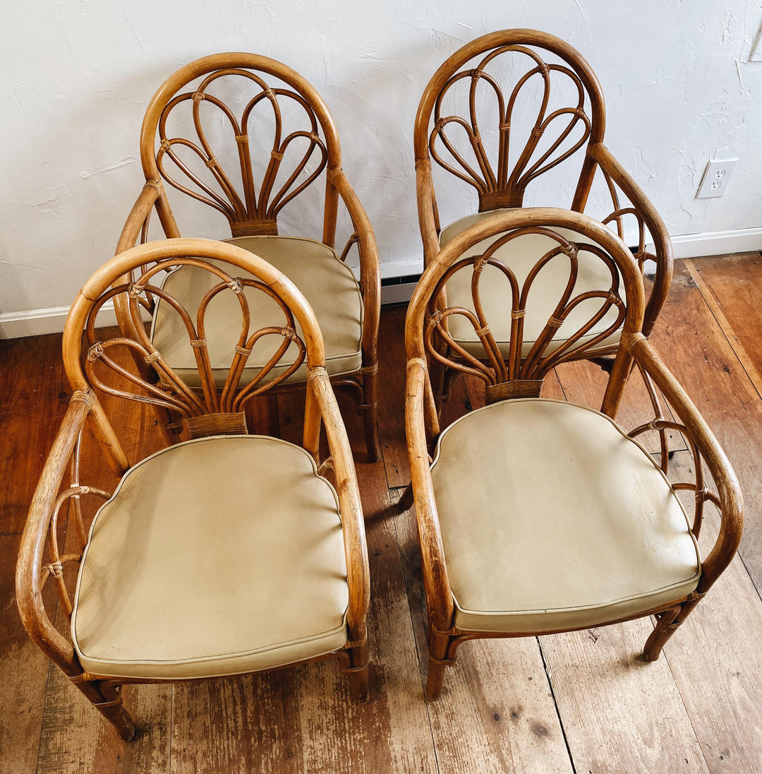 Rattan Vinyl Dining Chair, Rattan Accent Chair, Rattan Arm Chair