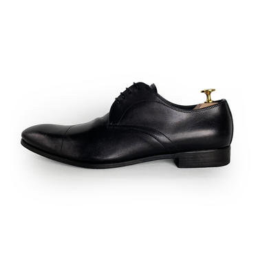 PRADA BLACK LEATHER  DERBY CAP TOE DRESS SHOES