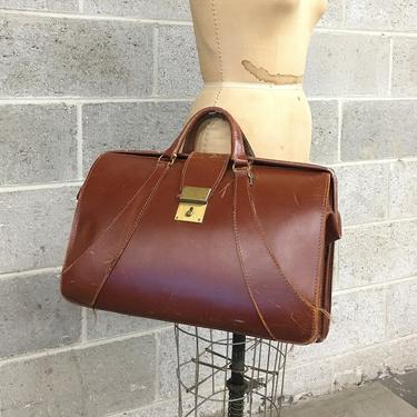 Vintage Brooks Brothers Briefcase Retro 1980's Brown Leather Doctors Bag with Metal Clasp + Top Handles + Sectioned Interior Made in England 