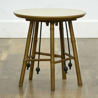Mid Century Japanese Gold Bamboo End Table