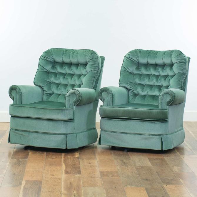 Mint Green Corduroy Swivel Armchair W Tufted Back Loveseat (San Diego