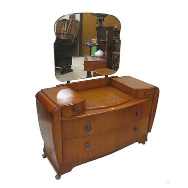 Art Deco Furniture | Antique English Deco Dresser With Beveled Mirror 