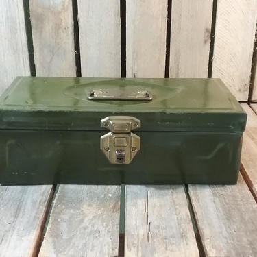 Boîte à Outils Ancienne Union Tackle En Acier - Modèle Utilitaire Vintage USA