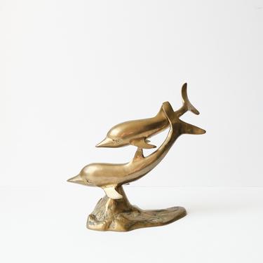 Vintage Brass Dolphins Sculpture | Dolphin Figurine 