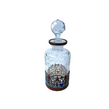 Antique French Scent Bottle With Enamelled Base 