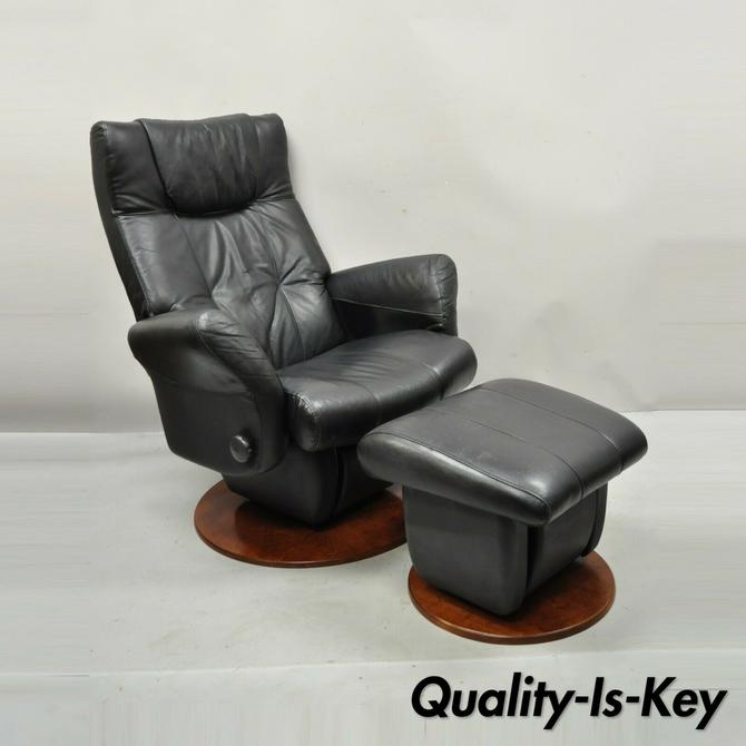 Dutailier Black Leather Avant Glide Glider Swivel Recliner Chair and Quality is Key Philadelphia