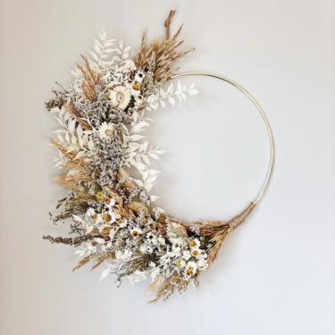 Fall Neutral minimalist Boho dried flower wreath, Dried Foliage Wreath, Natural wreath, Neutral everlasting wreath, Dried flower arrangement 