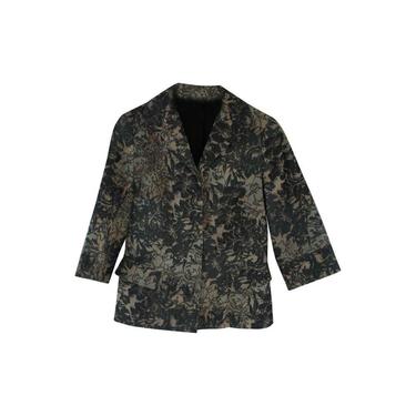 Lafayette 148 New York Green Gray and Jacquard Floral Print Blazer 
