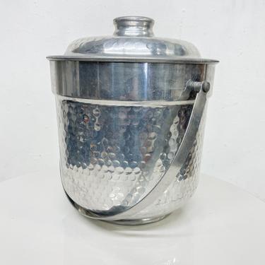 Ice Bucket XL Italy Hammered Aluminum Vintage Midcentury Modern 