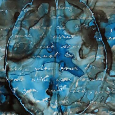Hidden Thoughts: Original ink painting on yupo of neurons - neuroscience art literature Dostoevsky 