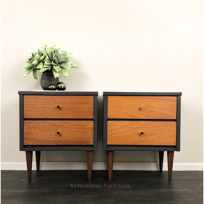 Mid Century Modern Nightstand Set End Or Accent Tables By