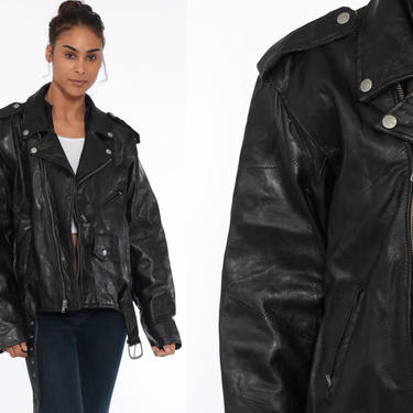 80s Leather Biker Jacket -- Black Leather Jacket 80 | Shop Exile