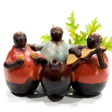 VINTAGE: Authentic Chulucanas, PERU Handmade Clay Pottery - Signed Pottery - Native Peru Artisan Segundo Sosa - Band - SKU 32-C-00030125 