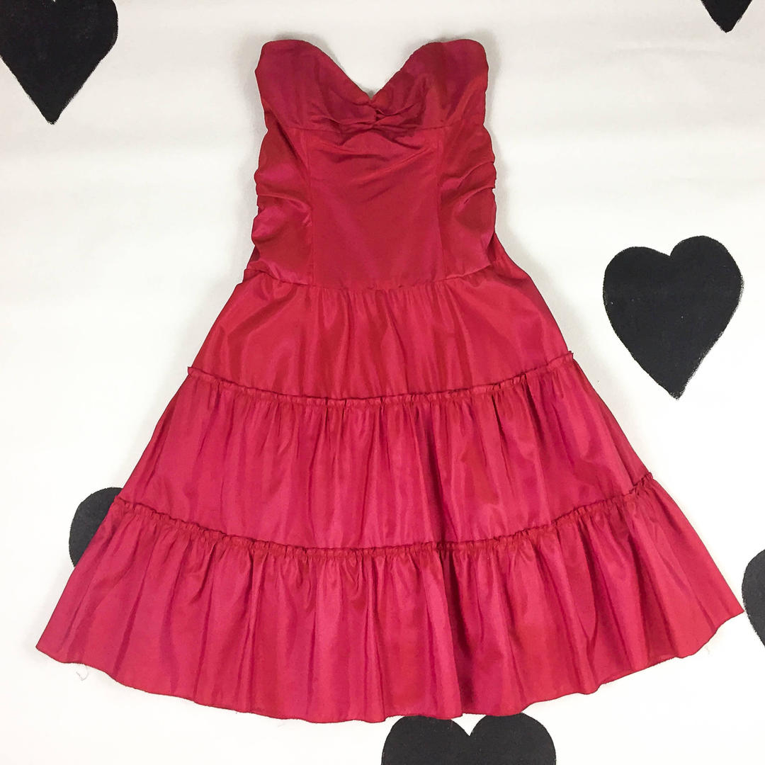 90's y2k iridescent pink red taffeta party dress / 1990's | Very Best ...