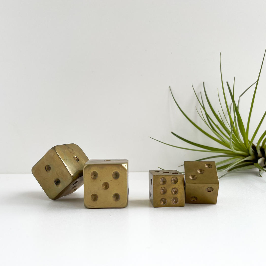 Large Solid Brass Dice Sets, 1-1/2