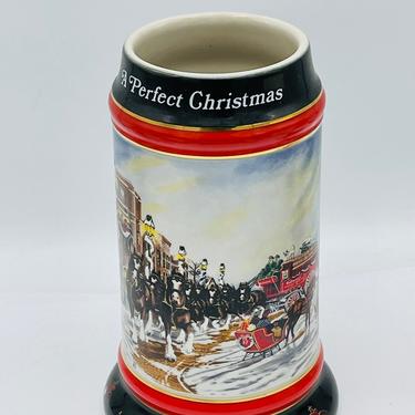 Vintage Budweiser Anheuser Busch beer stein collector 1992 &quot;A Perfect Christmas&quot; Ceramarte 
