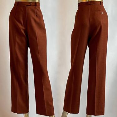 Fall Shade of Brown Wool 1980's High Waist Front Pleat Trousers 