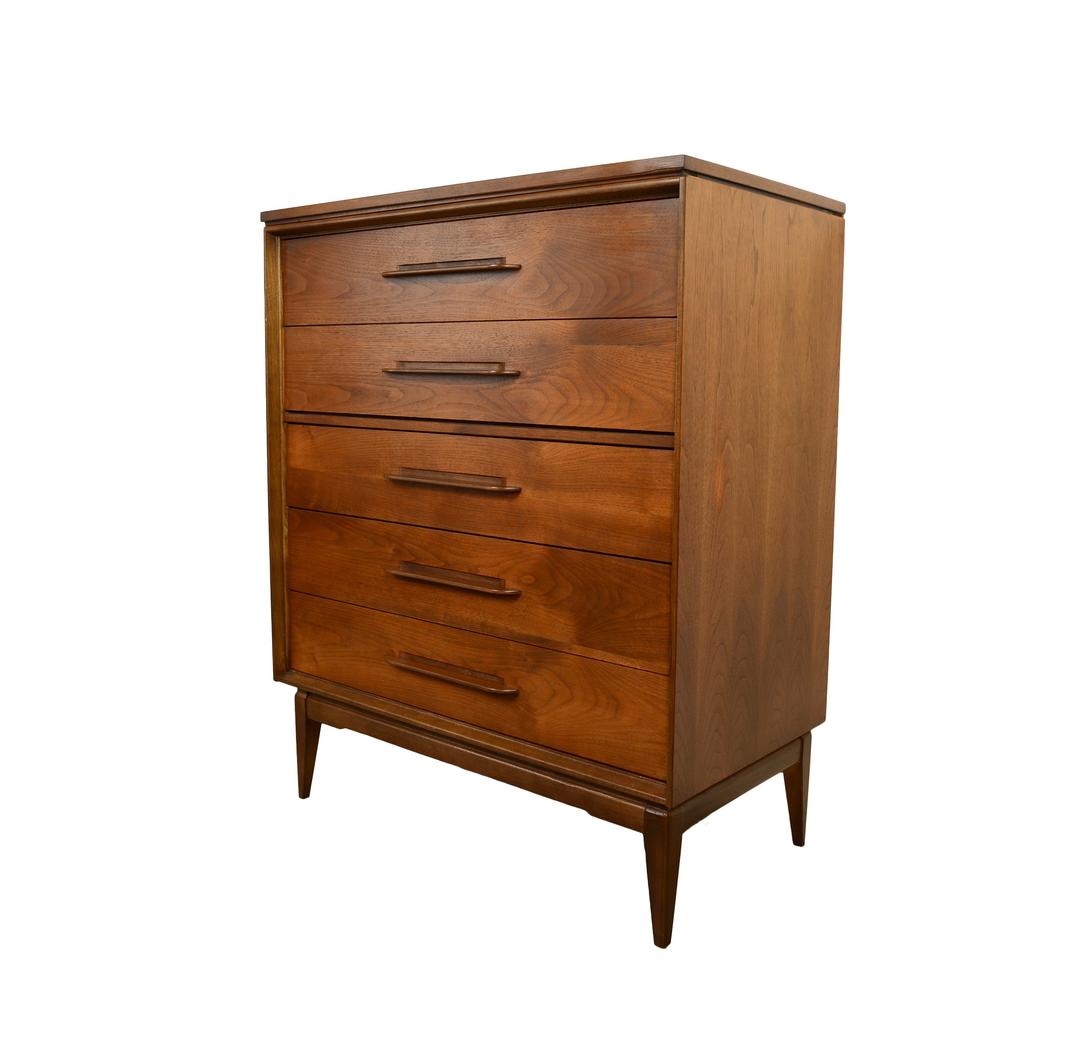 Walnut Tall Chest Bassett Furniture The Impact Collection Bedroom Set Mid Century Modern By Hearthsidehome From Hearthside Home Of Poolesville Md