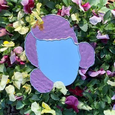 Grace Stained Glass Wall Mirror | Handmade Hanging Mirror | Bold Modern Feminist Womxn | Afro Queen Beautiful | Art Wall Hanging Purple 