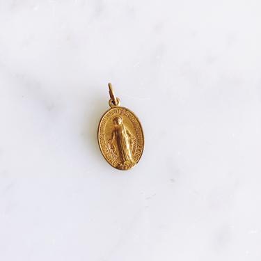 Vintage Gold Miraculous Medal - Virgin Mary 