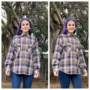 Vintage 1980’s Brown and Blue Plaid Flannel 