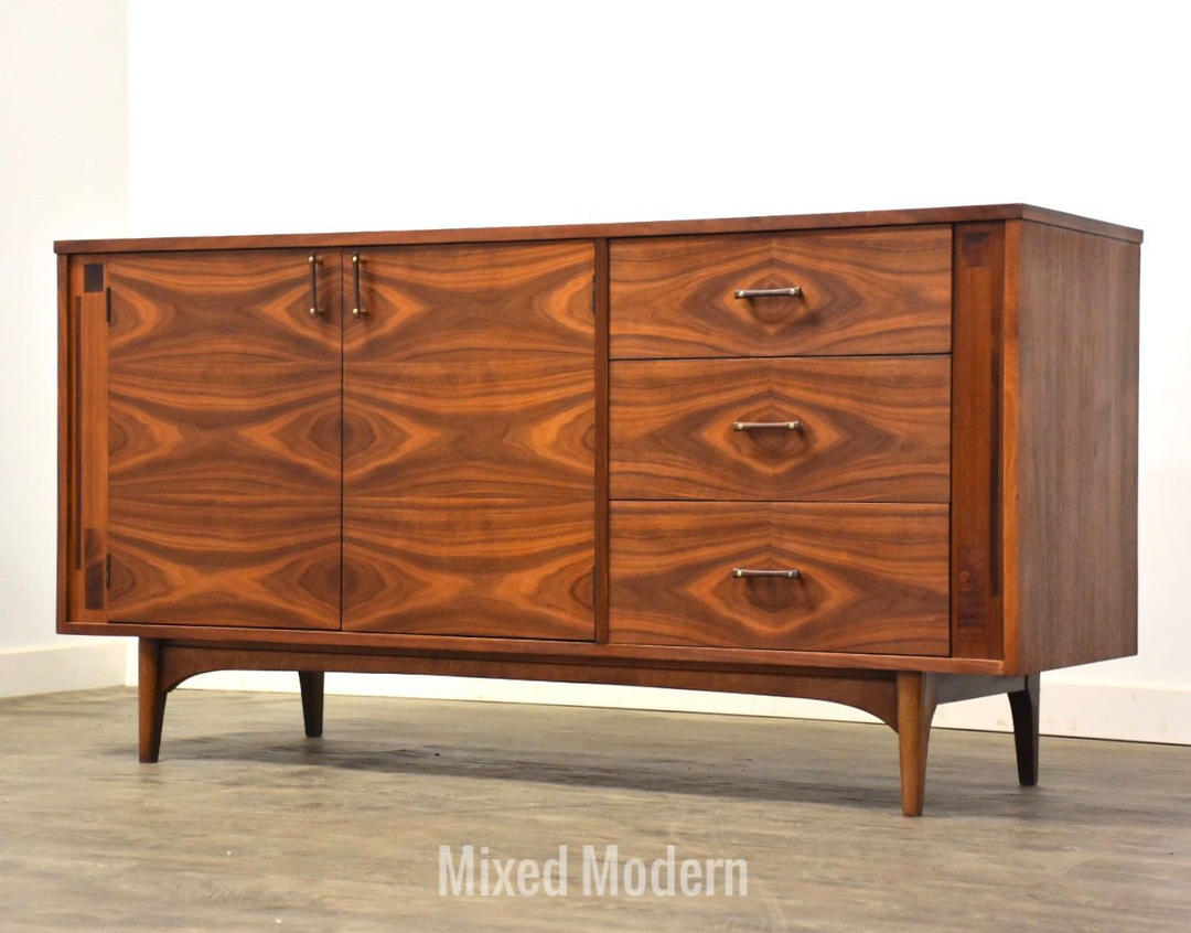 Stunning Walnut & Rosewood Dresser Credenza by Kroehler Mixed Modern