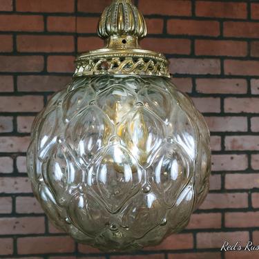 Vintage Clear Round Chain Hanging Swag Lamp Light Bronze Finish 
