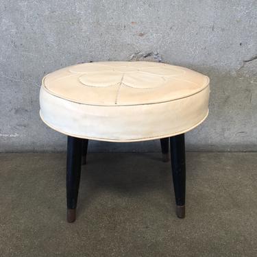 Mid Century Vinyl Stool with Floral Detail