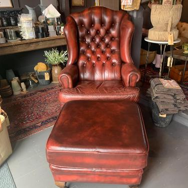 Vintage Castle Chair | Chesterfield Style with Ottoman