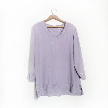 Loose Lavender Embroidery Shirt 