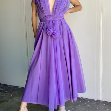 Lucie Ann Lavender Pom Pom Peignoir/Robe/Nightgown 