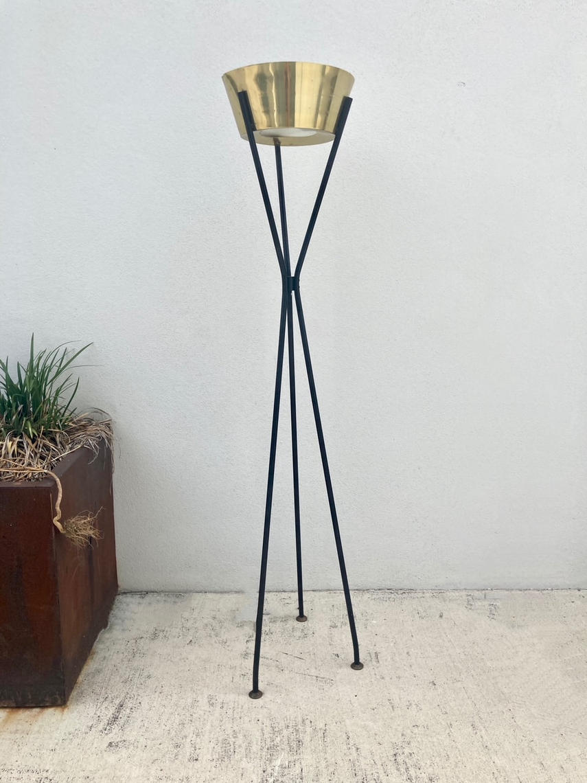 Brass & Iron Floor Lamp by Gerald Thurston for Lightolier | Revival ...