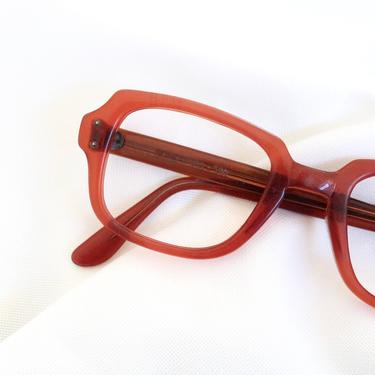 Vintage 60's Cognac Oversized Square Eyeglasses Frames 