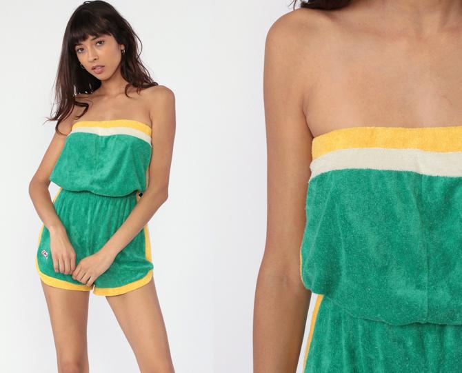 Terry Cloth Romper  Strapless Terry Cloth Romper 