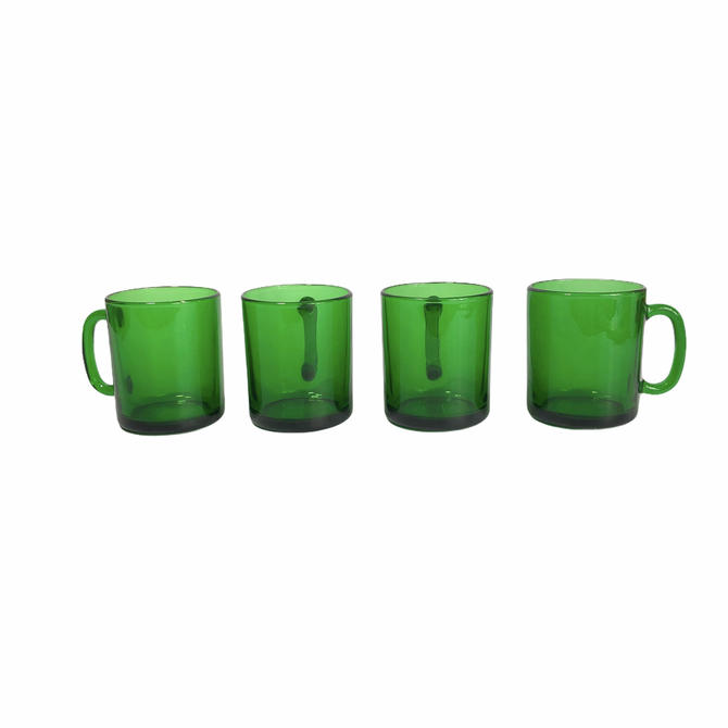 Vintage Arcoroc France Emerald Green Glass Mugs Set Of 4 By Northforkvintageshop From North Fork Vintage Of Kennesaw Ga Attic