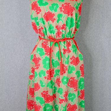 1960s Floral Sundress - Cotton Summer Dress -  By Jenni - Size 15/16 