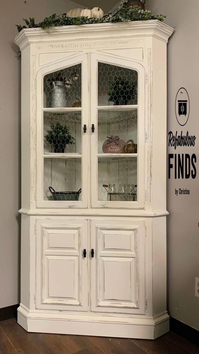 Specular Ethan Allen Farmhouse Corner Hutch Refabulous Finds