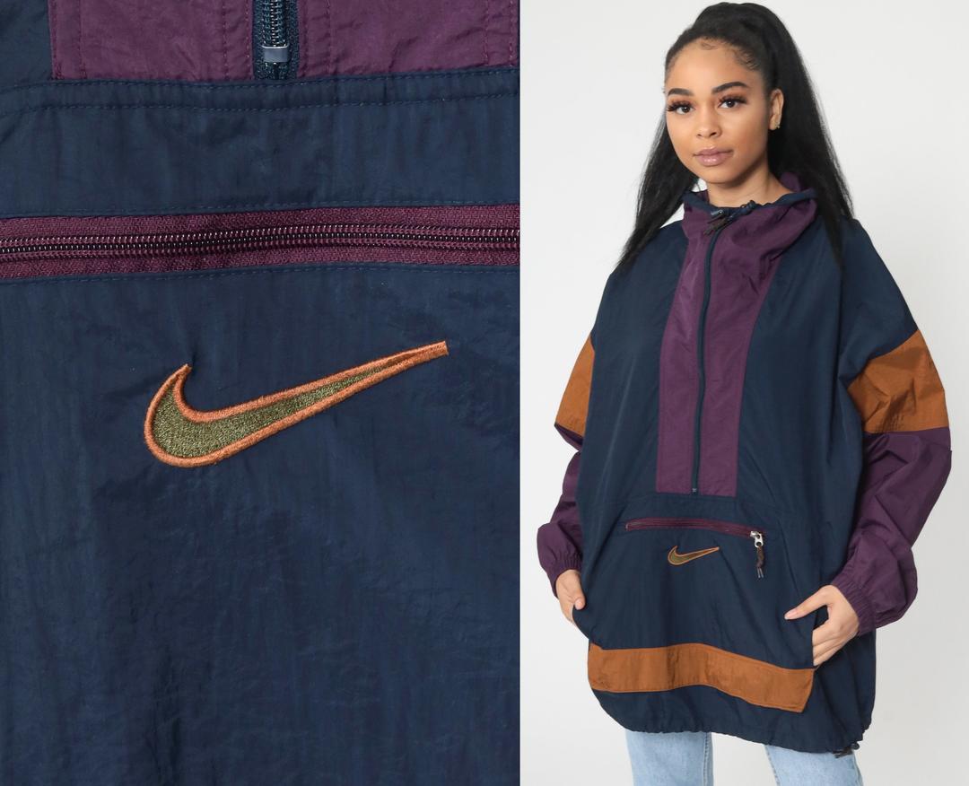 NIKE ACG Jacket Pullover Hoodie -- Navy Blue Purple Windbreaker 90