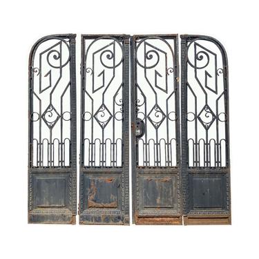 1890s Art Nouveau Wrought Iron Bifold French Doors 86 x 84