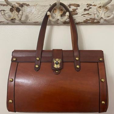 60s JOHN ROMAIN Marcolino leather handbag Italian leather top handle Los Gitanos Vintage Washington DC