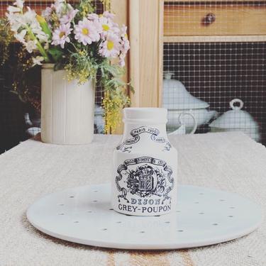 Beautiful vintage French ironstone Dijon  Grey - Poupon mustard jar-DMJ 