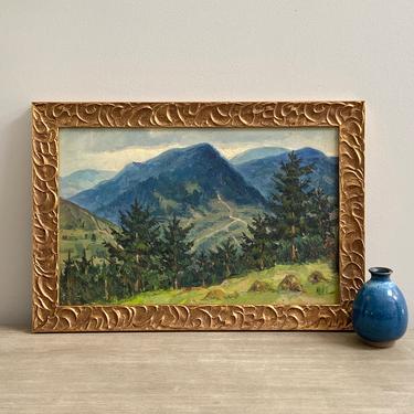 Vintage Mountain Landscape Oil Painting 
