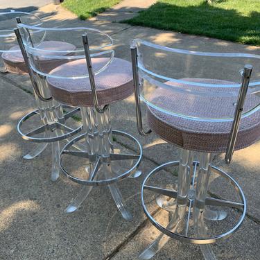 MidCentury Lucite Chrome bar chairs 
