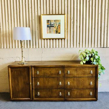 70s - 80s Honey Oak Credenza / Dresser by Bassett