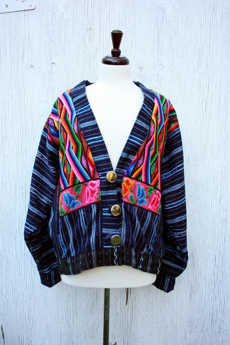 80s 90s Southwestern Serape Bomber Jacket Rainbow Stripe Floral ...