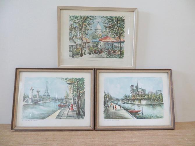 C. Ducollet Vintage Framed Watercolor outlets Print Paris