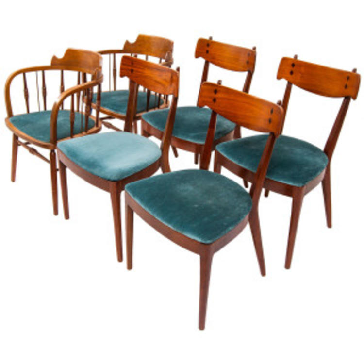 Set of 4 MCM Drexel Walnut Dining Chairs