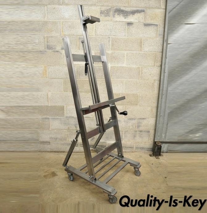 Restoration Hardware Gunmetal TV Easel Stand Stainless Steel Industrial