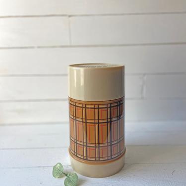 Vintage Aladdin Best Boy Butterscotch Brown Plaid Mouth Thermos Bottle, Pint 7.25 inches // 1970's Thermos, Soup Holder // Perfect Gift 