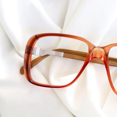 Vintage Oversized Cinnamon Square Eyeglasses Frames 
